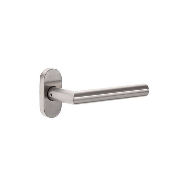 Paire de béquilles L90° 19 mm sur rosace ovale, inox brossé 304