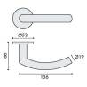Paire de béquilles C 19 mm sur rosace ronde, inox brossé 304