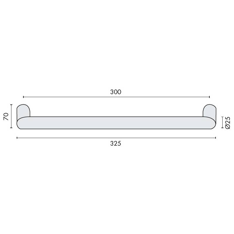 Poignée de tirage E90° Ø 25 mm, inox brossé 304