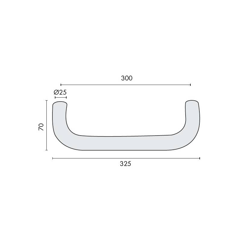 Poignée de tirage U Ø 25 mm, inox brossé 304