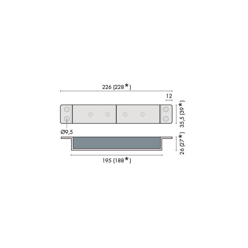 Ventouse encastrée, 300 kg, 12/24V, sans signalisation