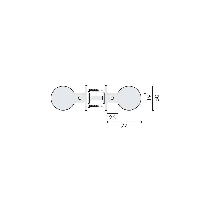 Paire de boutons boule mobile sur rosace ronde, inox brossé 316