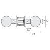 Paire de boutons boule mobile sur rosace ronde, inox brossé 316