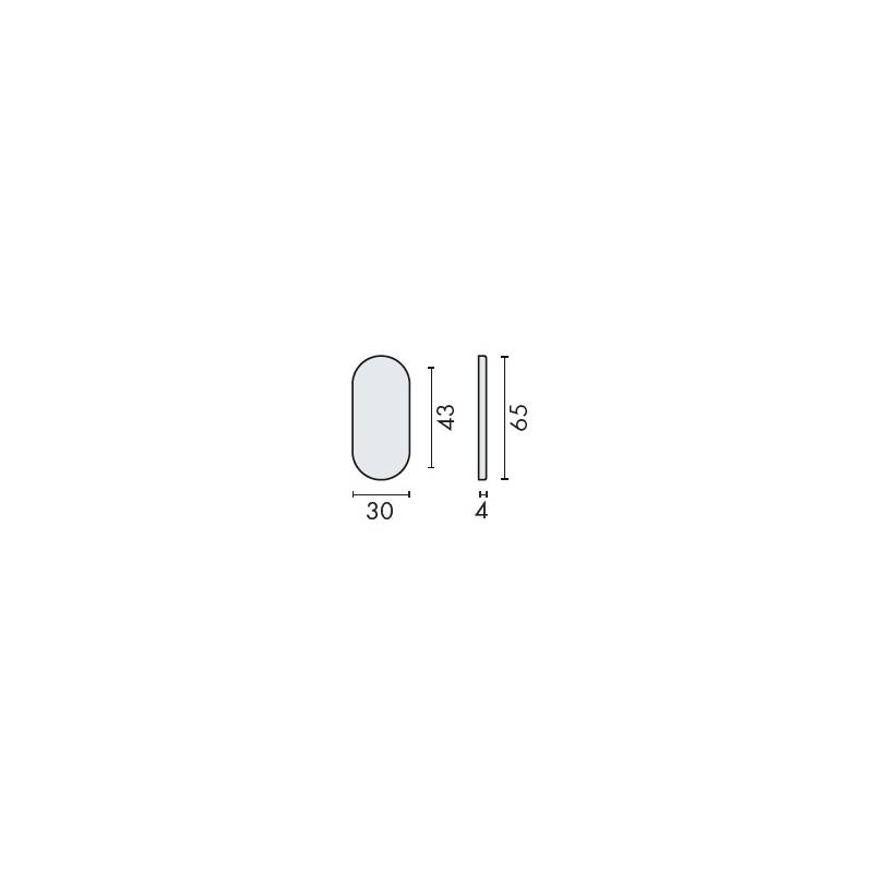 Paire de rosaces ovales pleines, inox brossé 316 EA 43 mm