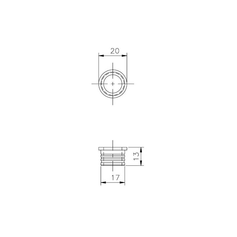 Rosace batteuse percement int. diamètre 17 mm, inox brossé 316