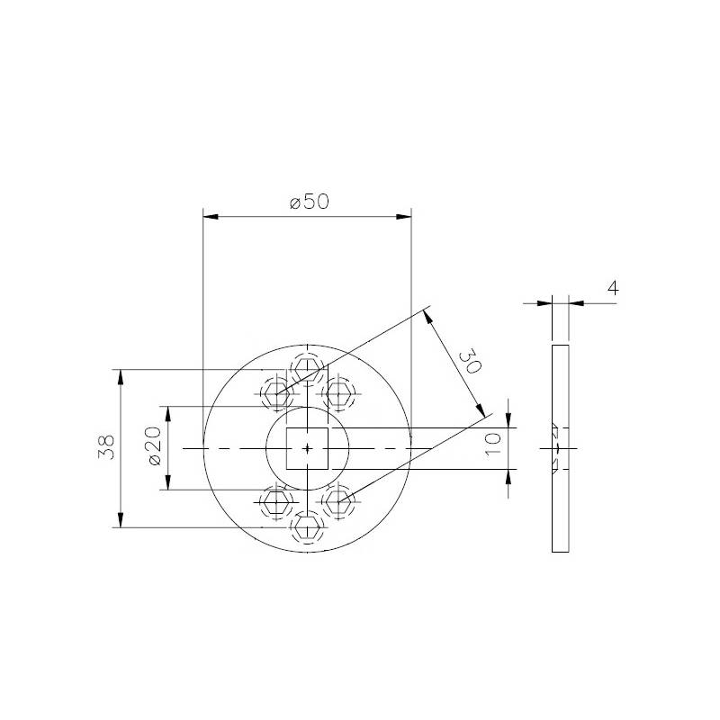 Rosace ronde pour bouton fixe, inox brossé 316
