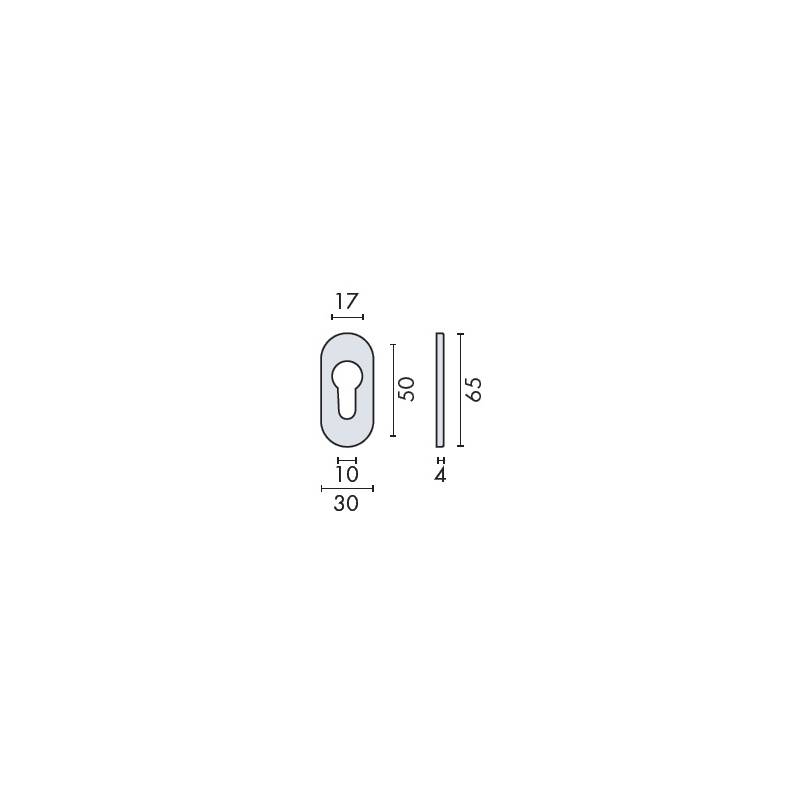 Paire de rosaces ovales clé I, inox brossé 316