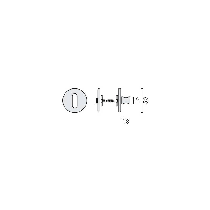 Paire de rosaces rondes WC, carré 6 mm, porte ép. 31-47 mm, inox brossé 316