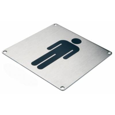 Pictogramme carré 175x175x2 mm, Homme, inox brossé 316