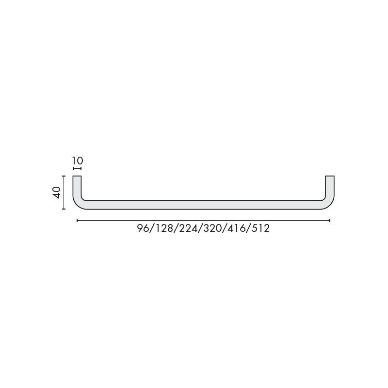 Tirant de meuble en U Ø 10 mm, entraxe 224 mm, inox brossé 316