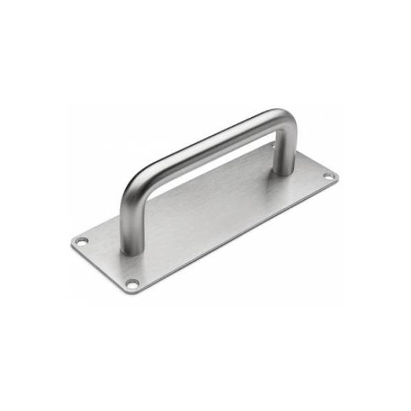 Poignée de tirage sur plaque Ø 14 mm, 175x60 mm, inox brossé 316