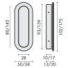 Cuvette ovale encastrée 50x102 mm, inox brossé 316