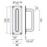 Poignée de tirage sur plaque Ø 14 mm, 175x60 mm, inox brossé 316