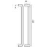 Poignée de tirage déportée Ø 14 mm, à douille, entraxe 650 mm, inox brossé 316