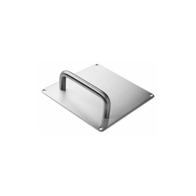 Poignée de tirage sur plaque Ø 19 mm, 175x175 mm, inox brossé 316
