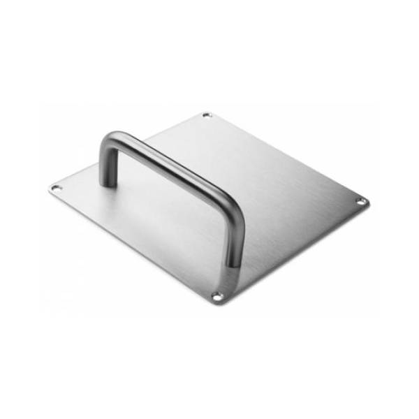 Poignée de tirage sur plaque Ø 19 mm, 175x175 mm, inox brossé 316