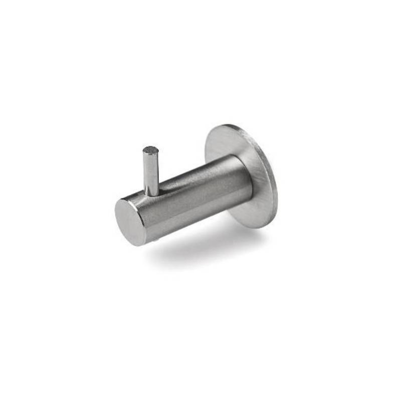 Patère à crochet Ø 14 mm sur rosace, inox brossé 316
