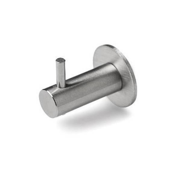 Patère à crochet Ø 14 mm sur rosace, inox brossé 316