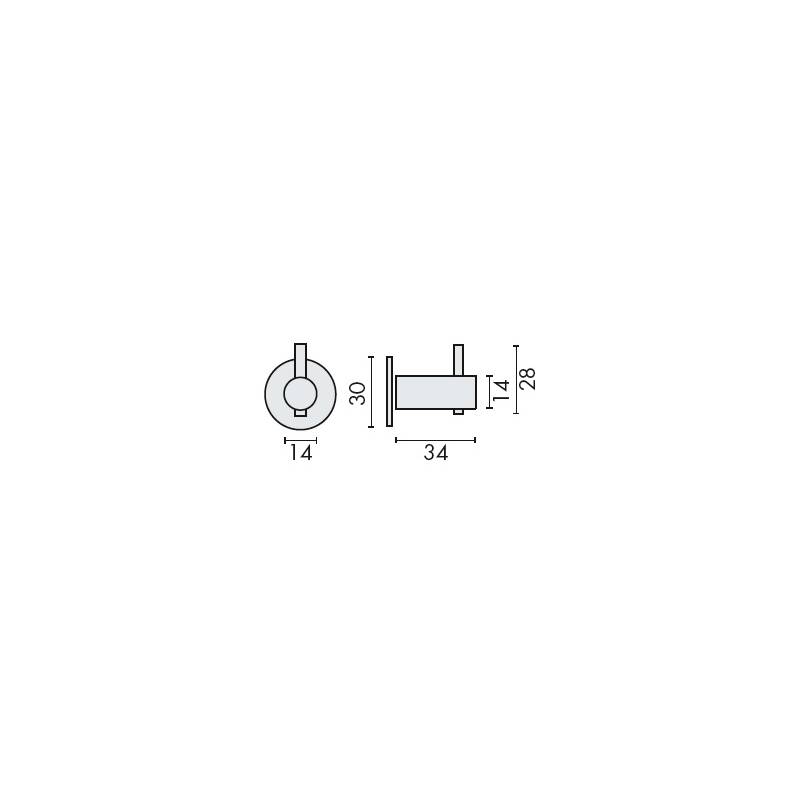 Patère à crochet Ø 14 mm sur rosace, inox brossé 316
