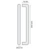 Poignée de tirage droite Ø 32 mm, filetée, entraxe 650 mm, inox brossé 316