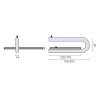 Support Ø 14 mm pour tablette en verre 170 mm, inox brossé 316