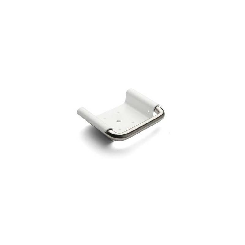 Porte savon 143x105 mm, plateau blanc, inox brossé 316