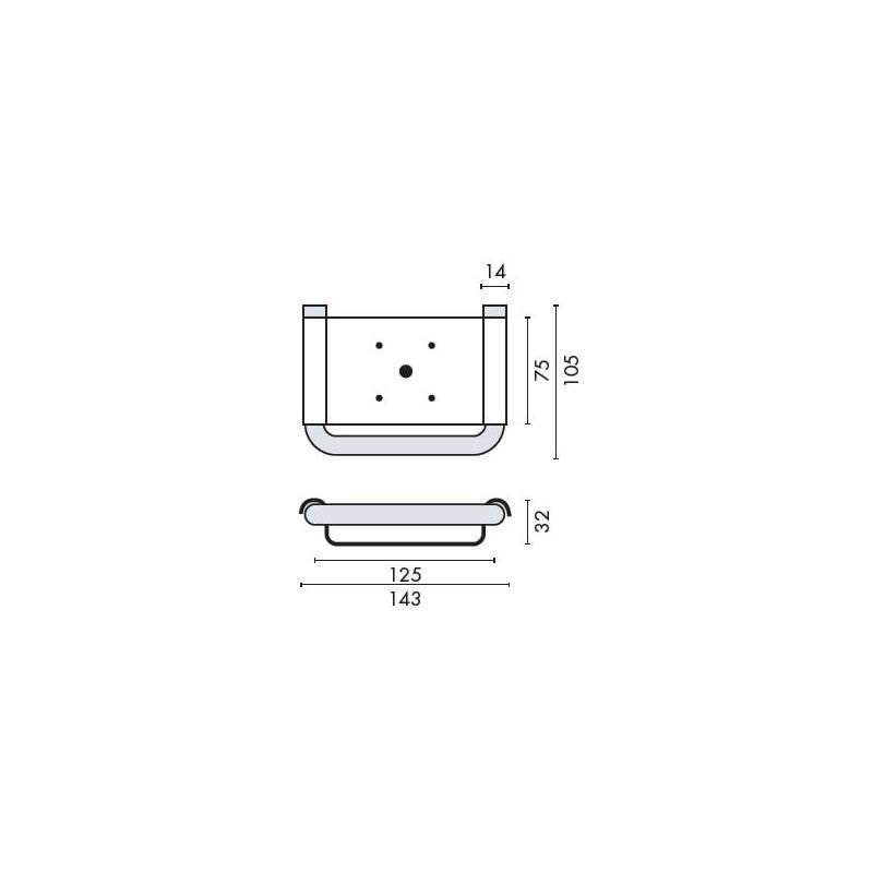 Porte savon 143x105 mm, plateau blanc, inox brossé 316