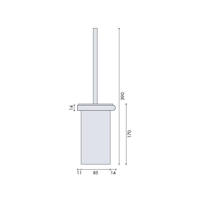 Ensemble balai/brosse WC mural, inox brossé 316