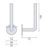Porte rouleau papier WC de réserve Ø 14x160 mm, inox brossé 316