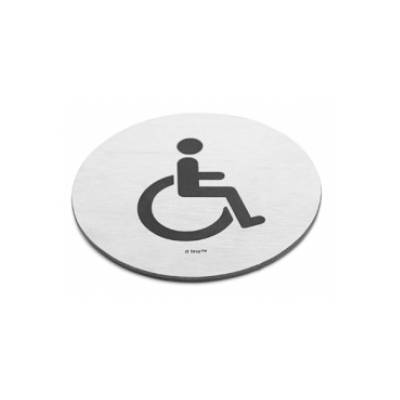 Pictogramme à coller Ø 76 mm, PMR, inox brossé 316