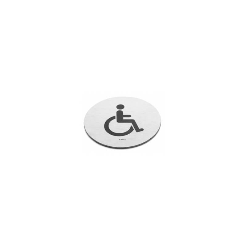 Pictogramme à coller Ø 76 mm, PMR, inox brossé 316
