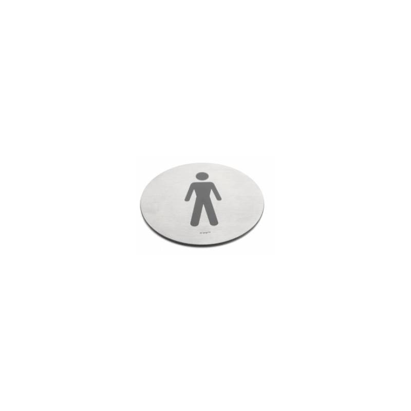 Pictogramme à coller Ø 76 mm, Homme, inox brossé 316