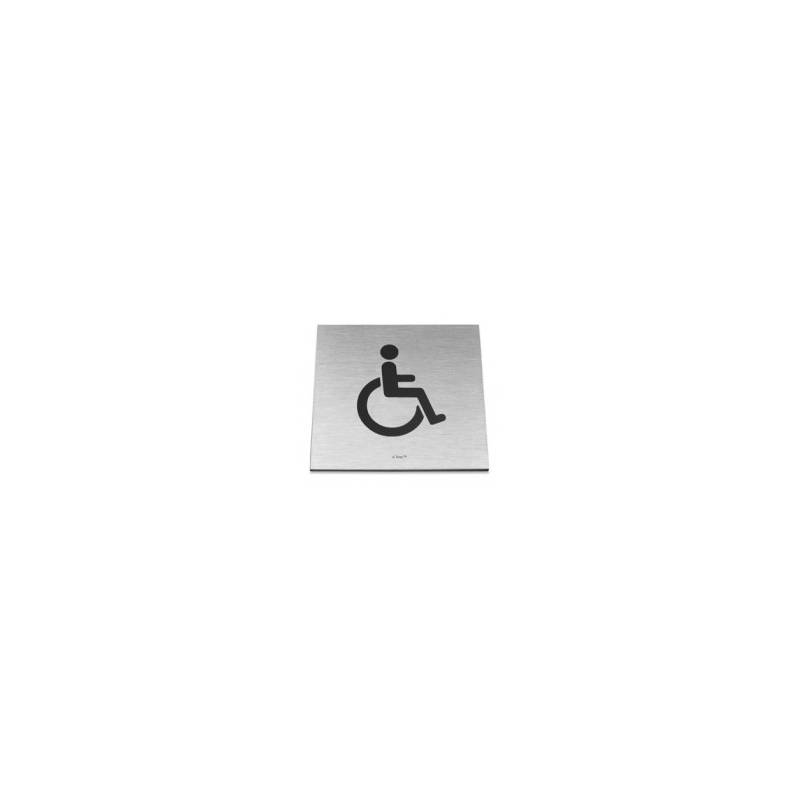 Pictogramme carré à coller 86x86 mm, PMR, inox brossé 316