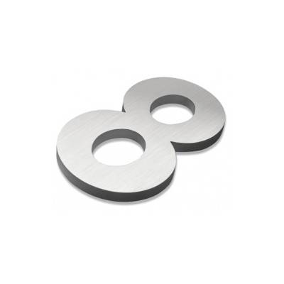 Pictogramme découpé à visser, chiffre 8, inox brossé 316
