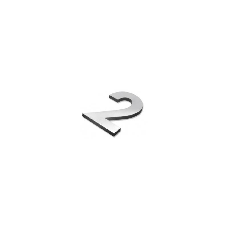 Pictogramme découpé à visser, chiffre 2, inox brossé 316