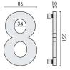 Pictogramme découpé à visser, chiffre 8, inox brossé 316