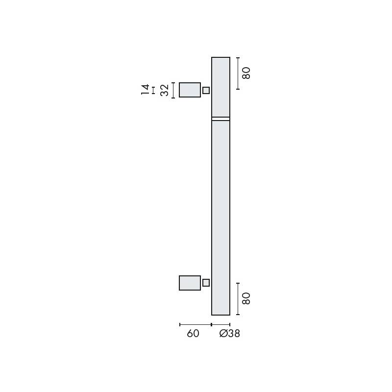 Bâton de maréchal Ø 38 mm, filetée, hauteur 901 à 1100 mm, inox brossé 316