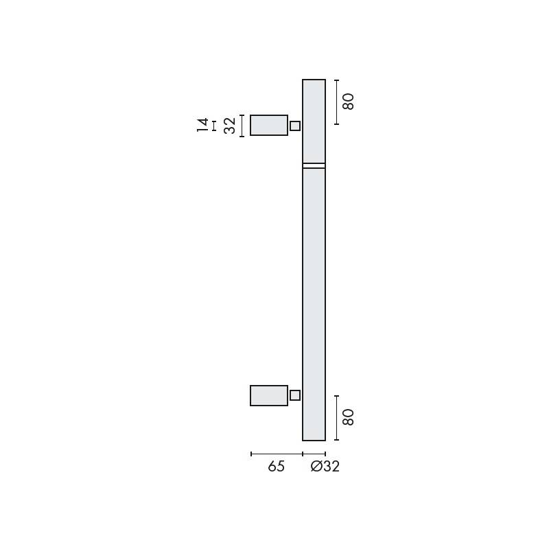 Bâton de maréchal Ø 32 mm, à douille, hauteur 1901 à 2000 mm, inox brossé 316