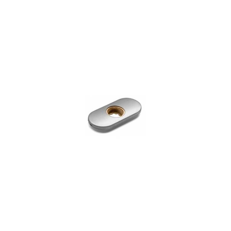 Paire de rosaces ovales, bec de cane 16 mm, entraxe 50 mm, inox brossé 316