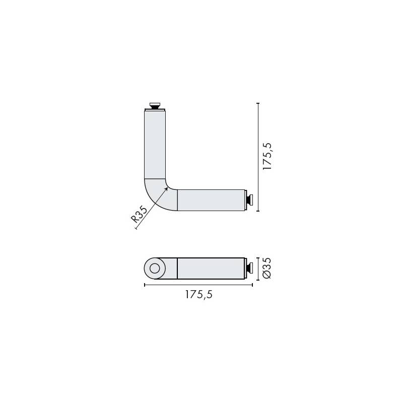 Tube coudé à 90°, inox brossé 316