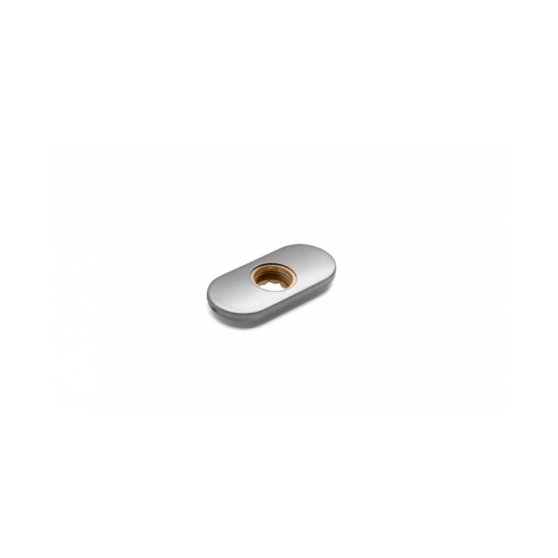 Paire de rosaces ovales, bec de cane 19 mm, entraxe 50 mm, inox brossé 316