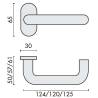 Paire de béquilles U 14 mm sur rosace ovale, inox brossé 316
