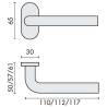 Paire de béquilles L 14 mm sur rosace ovale, inox brossé 316