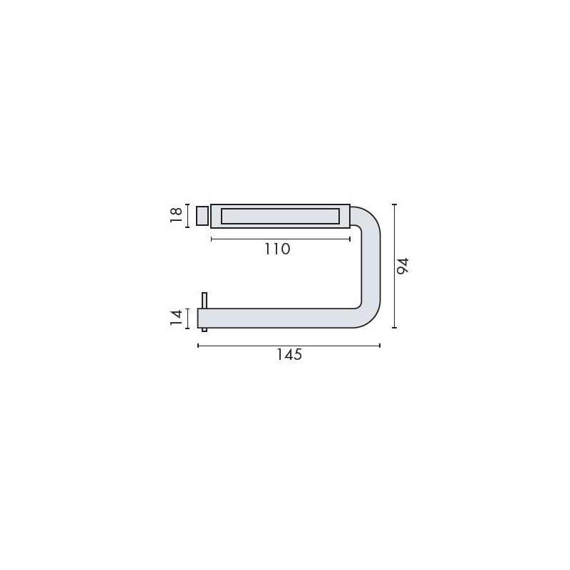Dérouleur papier WC Ø 14x145x94 mm, support inox billé, inox brossé 316