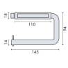 Dérouleur papier WC Ø 14x145x94 mm, support inox billé, inox brossé 316