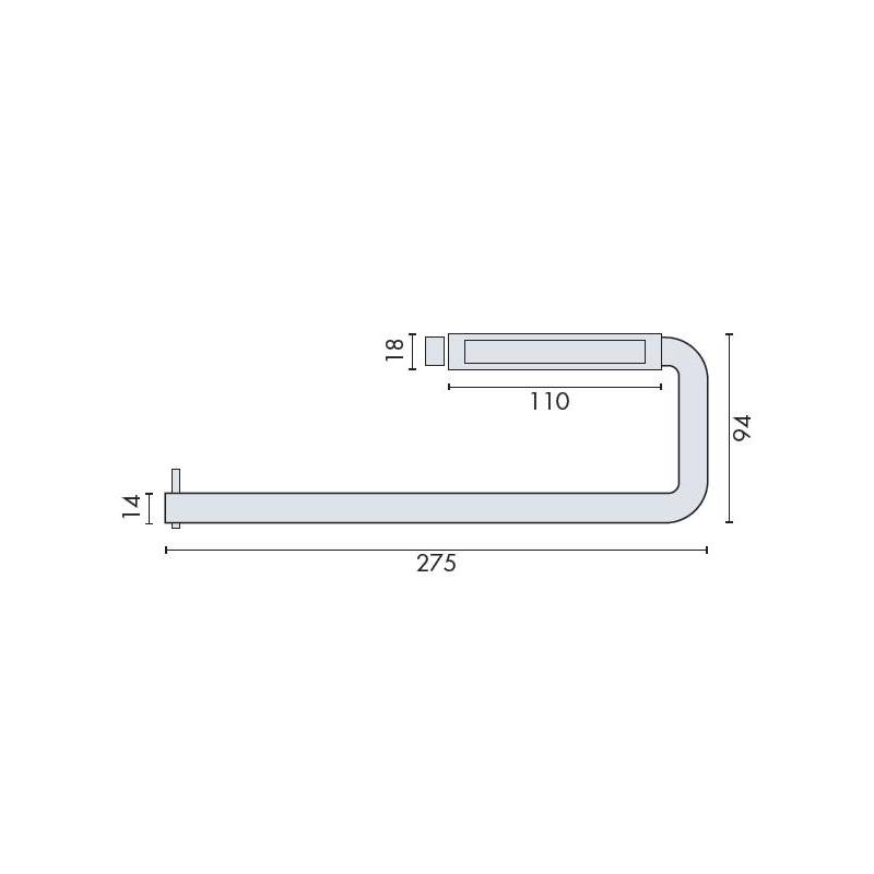 Dérouleur double papier WC Ø 14x275x94 mm, support inox billé, inox brossé 316