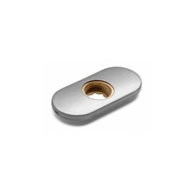 Paire de rosaces ovales, bec de cane 14 mm, entraxe 43 mm, inox brossé 316