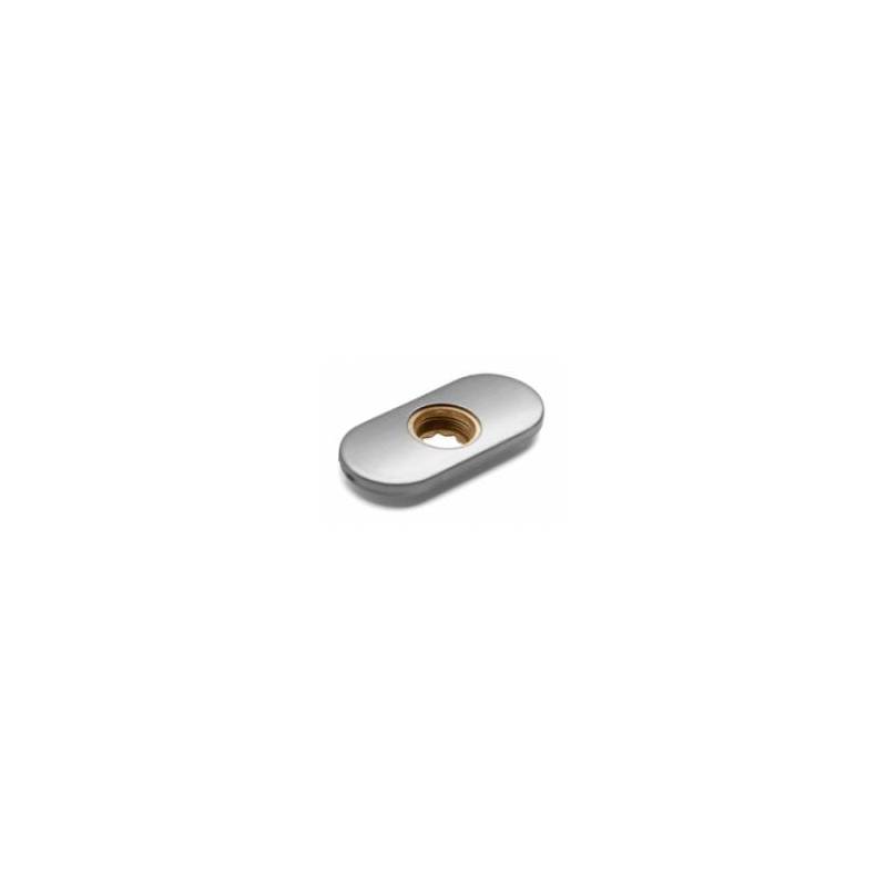Paire de rosaces ovales, bec de cane 14 mm, entraxe 43 mm, inox brossé 316