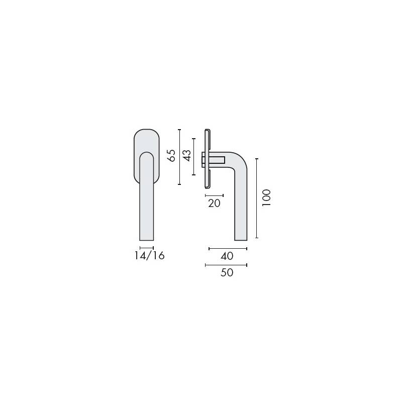 Béquille de fenêtre L 14 mm, inox brossé 316