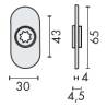 Paire de rosaces ovales, bec de cane 14 mm, entraxe 43 mm, inox brossé 316